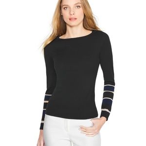 White House Black Market | Stripe Sleeve Pullover (XS)